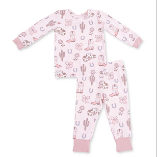 Cowgirl Boots and Bows Long Sleeve Loungewear Set