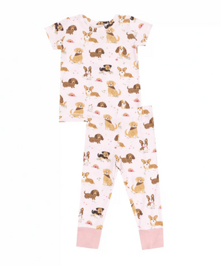 Bestie Dogs Pink Short Sleeve Loungewear Set
