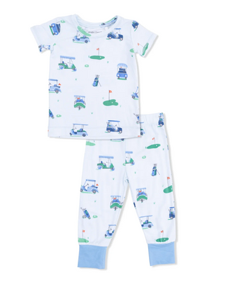 Golf Carts Blue Short Sleeve Loungewear Set