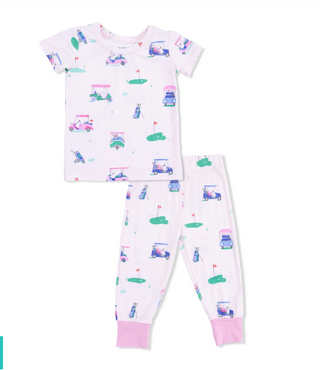 Golf Carts Pink Short Sleeve Loungewear Set