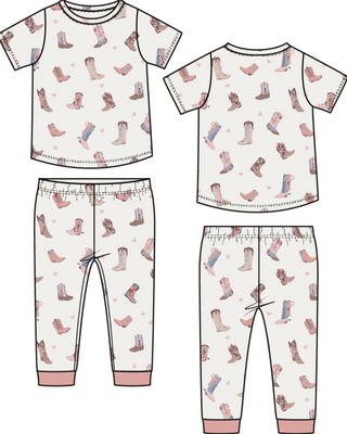 Buckarette Boots Short Sleeve Loungewear Set