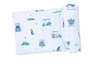 Golf Carts Blue Swaddle Blanket