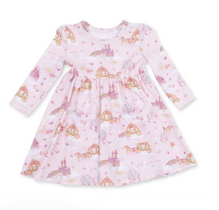 Princess Unicorns and Castle Twirly Long Sleeve Dress with Bike Short