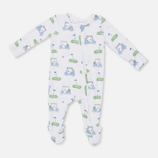 Golf Carts Blue 2-Way Zipper Footie