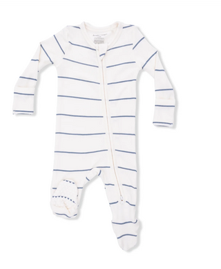 Vintage Stripe Blue 2-Way Zipper Footie