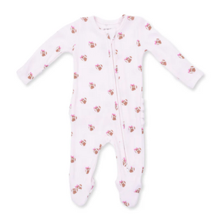 Mini Football Hearts 2-Way Ruffle Back Zipper Footie