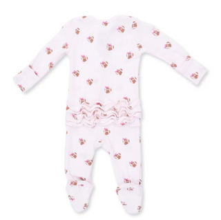 Mini Football Hearts 2-Way Ruffle Back Zipper Footie