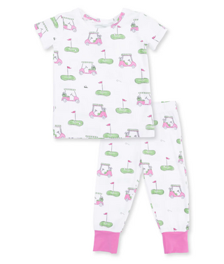 Golf Carts Pink Short Sleeve Loungewear Set