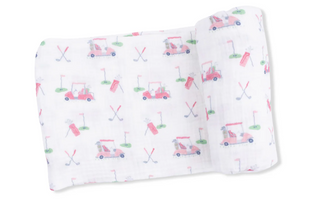 Golf Carts Pink Swaddle Blanket