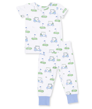 Golf Carts Blue Short Sleeve Loungewear Set