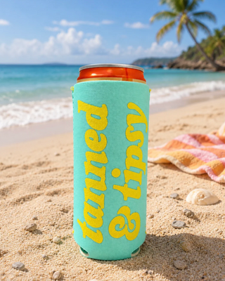 Tanned & Tipsy Slim Can Coozie