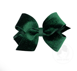 Medium Sparkle Velvet and Grosgrain Underlay Hair Bow (Assorted Colors)