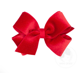 Medium Sparkle Velvet and Grosgrain Underlay Hair Bow (Assorted Colors)