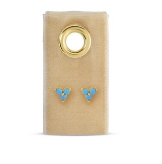 Single Stud Set Triple Light Blue Cluster