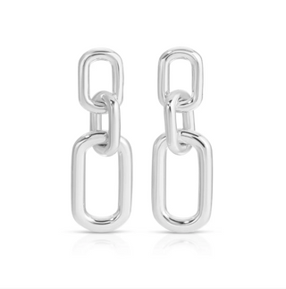 Triple Link Long Stud Earrings
