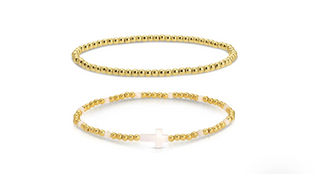 Stretch Beaded Bracelets Set of 2 - Cross