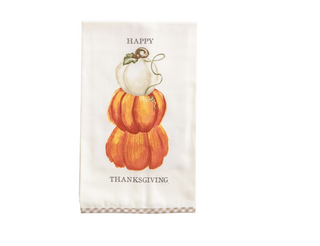 Happy Thanksgiving Gingham Hem Towel