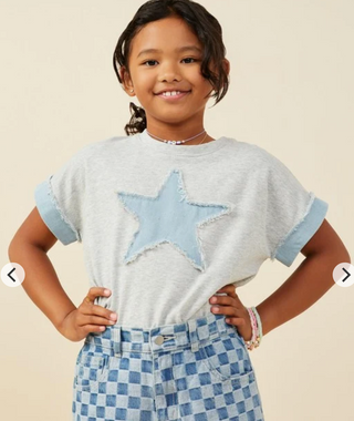 Denim Star Patch Top