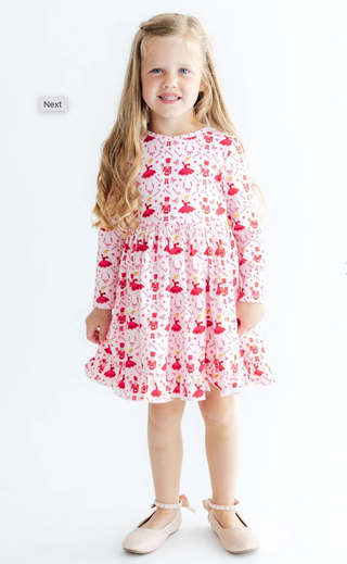 Candy Cane Ballet Ruffle Hem Twirl Dress