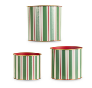 11" Yuletide Stripes Decorative Buckets
