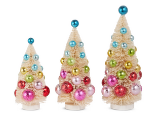13" Bottle Brush Ornament Tree Set