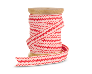 0.5" X 10 Yds Spool of Red and Ivory Patterned Ribbon