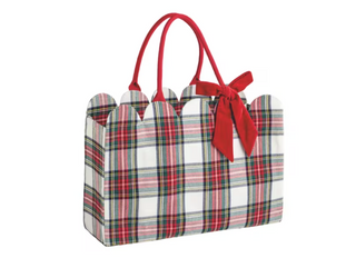 White Tartan Scallop Tote