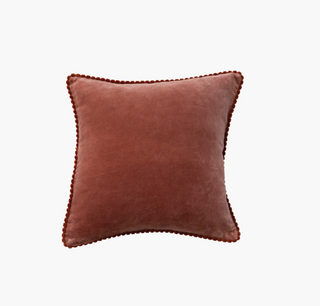 Velvet Pillow Mini Pom Pom Trim Pillow