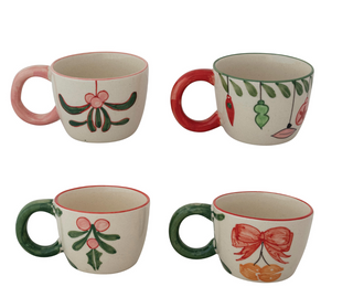 Christmas Hand-Painted Stoneware Mug (Assorted Styles)