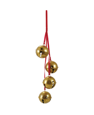 Hanging Metal Bells Gold and Red