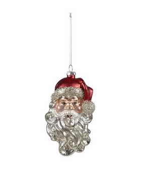 Mercury Glass Santa Head Ornament