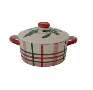 Holly Hand-Painted Stoneware Baker