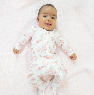 Ballet Toile 2 Way Ruffle Back Zipper Footie