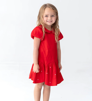 Crimson Glow Short Sleeve Dress