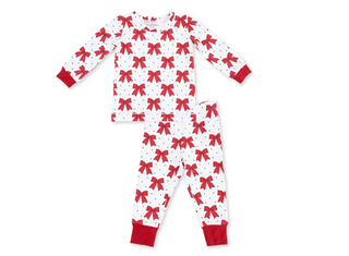 Festive Bows - Bamboo - Long Sleeve Loungewear Set