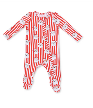 Vintage Santa Stripe - 2 Way Zipper Footie