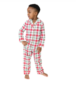 Holiday Plaid - Kids Long Sleeve Coat Style with Pant