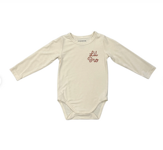 Baby Boy Long Sleeve Bodysuit - Lil Bro In Cream
