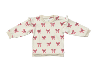 Girls Ruffle Sweatshirt - Rose Elegance Bows