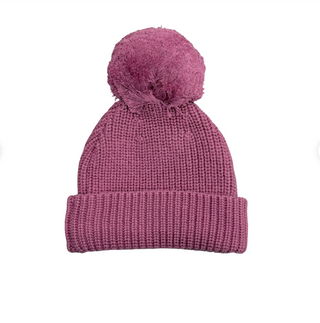 Knit Pom Hat - Vintage Plum