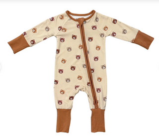 Long Sleeve Zip Romper - Baby Bear