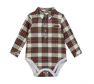 Jasper Woven Onesie - Cream/Green Plaid