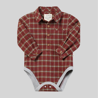 Jasper Woven Onesie - Red/Lemon Washed Plaid