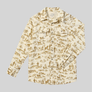 Rodeo Western Print Shirt - Cream Print