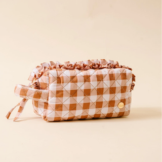 Quilted Cosmetic Pouch - Maple Gingham
