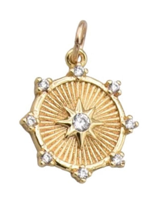Etched Starburst Compass Charm