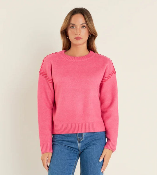 Top Stitch Knit Top in Pink