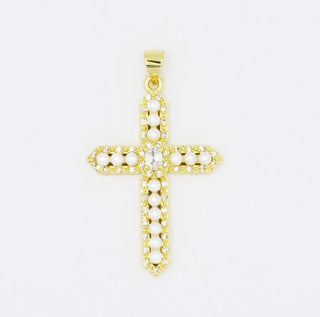 Pearl Gem Cross Charm