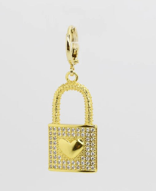 Lock Crystal Heart Charm