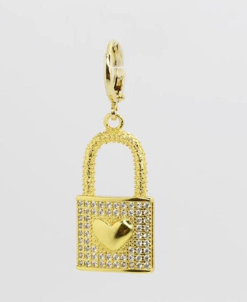 Lock Crystal Heart Charm